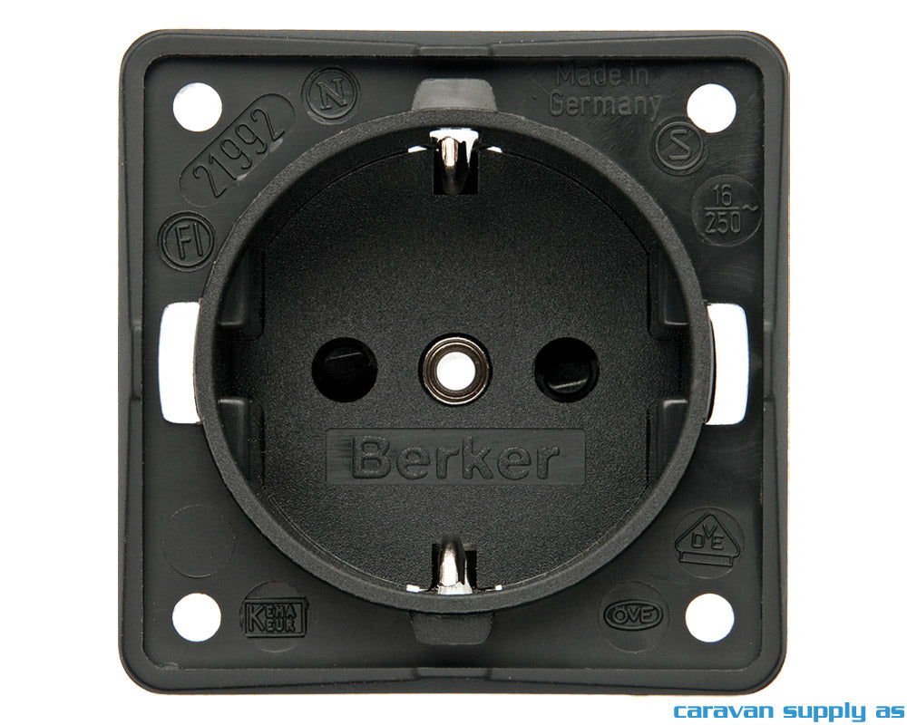 UTTAK STIKKONTAKT 230V BERKER U/RAMME 55X55MM ANTRASITT