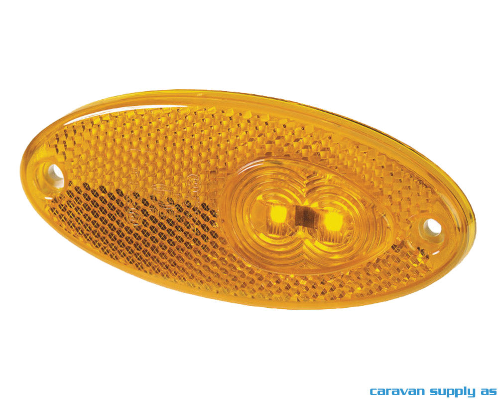 SIDEMARKERINGSLYS HELLA OVAL LED 102X45X12MM GUL