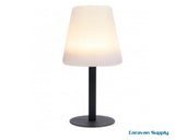 BORDLAMPE LED/SOLCELLE SVART FOT M/HVIT SKJERM