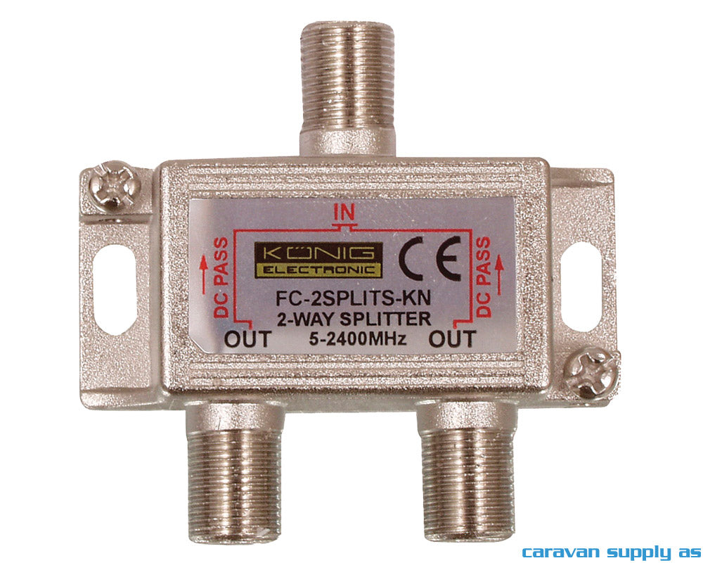 SPLIT 2-WAY TIL F-CONNECTOR M/DC-PASS