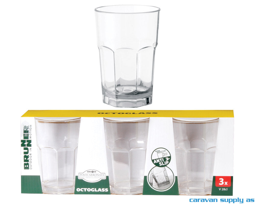 GLASS BRUNNER OCTOGLASS 28CL 3STK