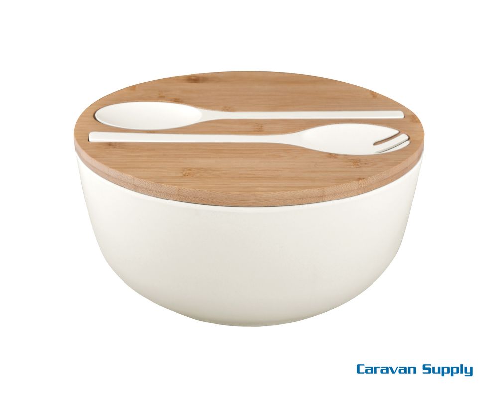 SALAT BOLLE M/LOKK OG BESTIKK HVIT