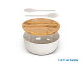 SALAT BOLLE M/LOKK OG BESTIKK HVIT