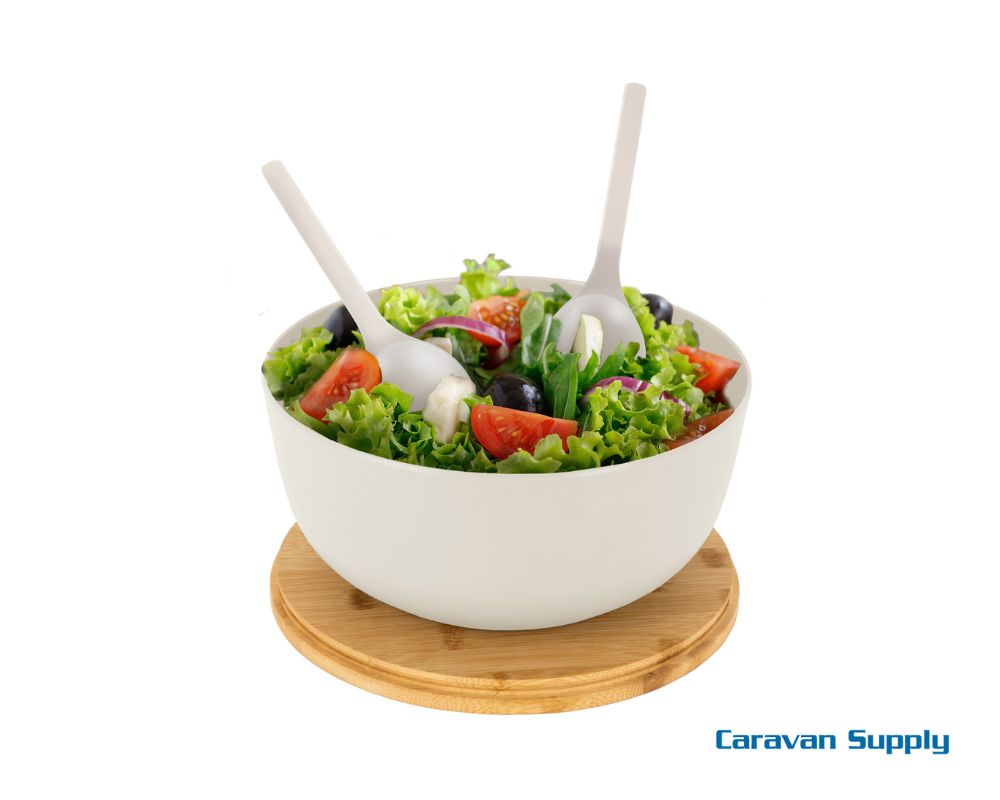 SALAT BOLLE M/LOKK OG BESTIKK HVIT