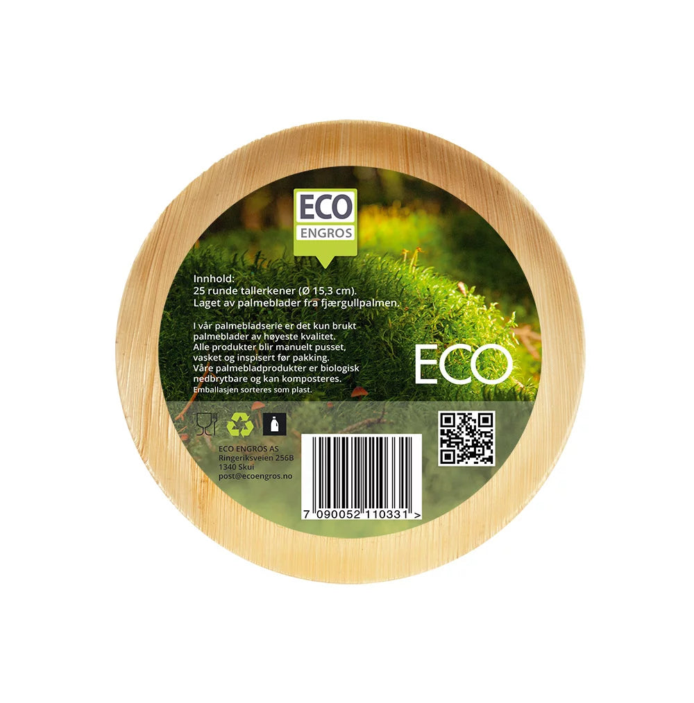 Tallerken Palmeblad 15,25 cm rund 25 pk