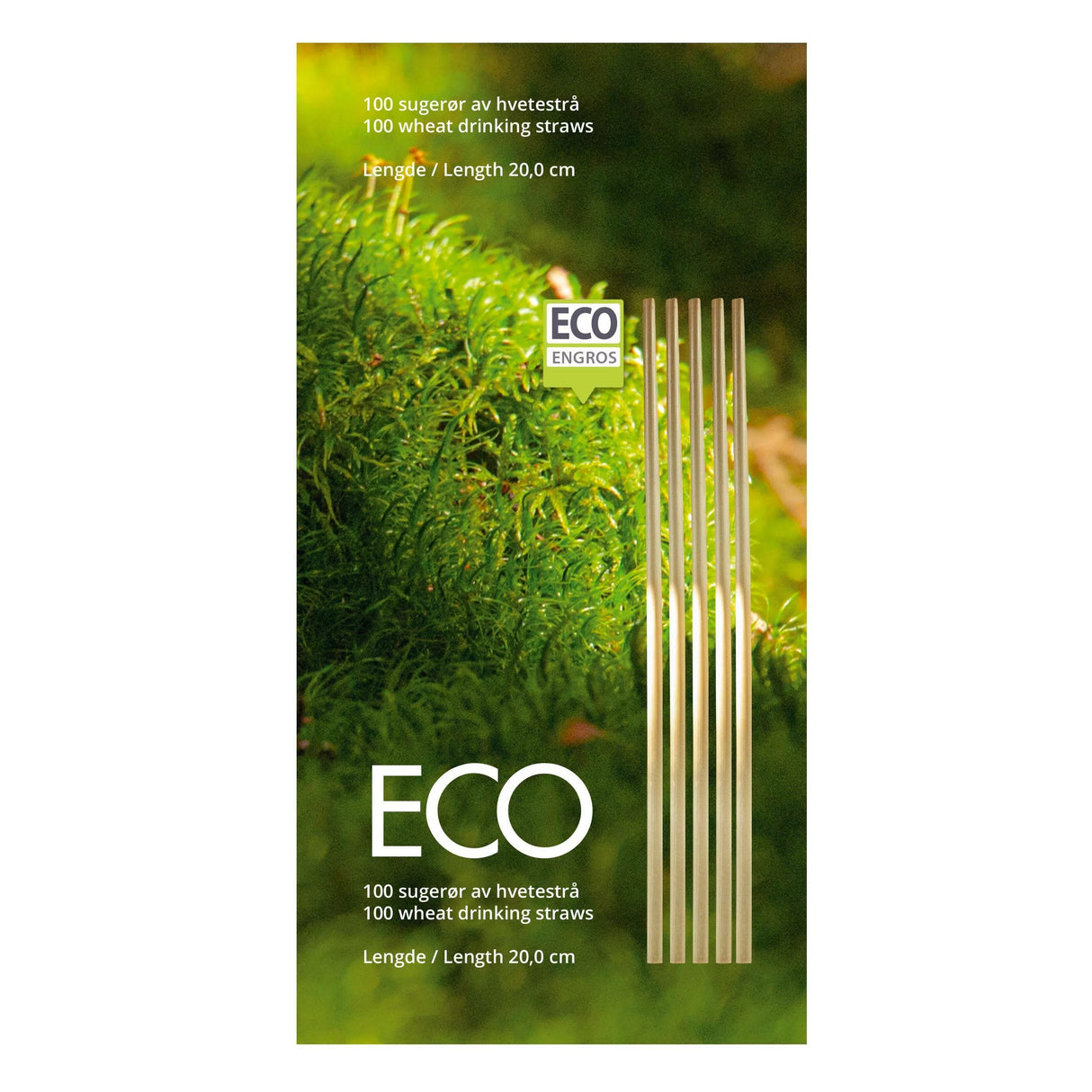 Sugerør hvetestrå 20cm 100pk