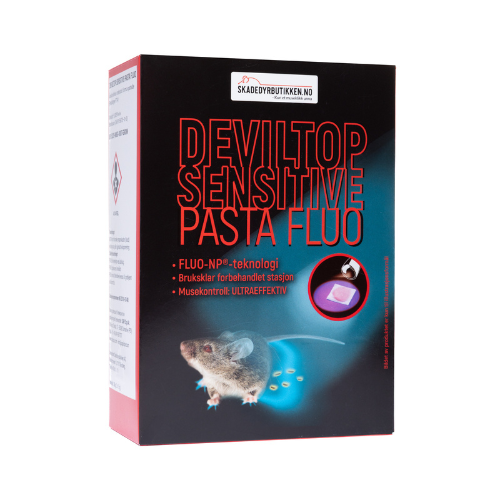Musegift med sporings pasta - Deviltop sensitive fluo - 2x15 g