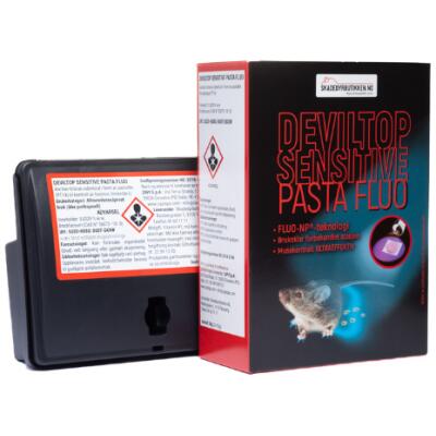 Musegift med sporings pasta - Deviltop sensitive fluo - 2x15 g